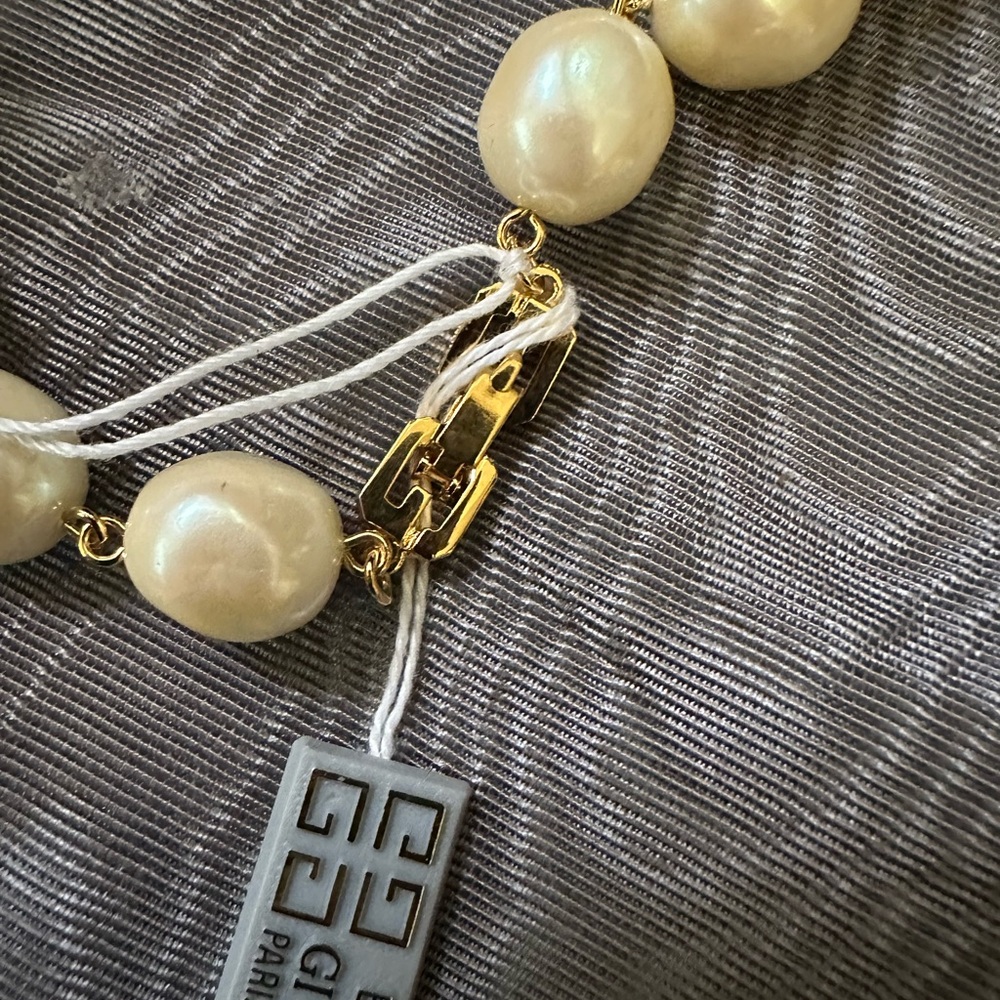 Givenchy Simulated Pearl Necklace with Gold Accents - Picture 3 of 5